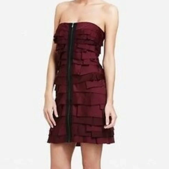BCBGMaxAzria Plum Brandie Strapless Tiered Dress - Picture 1 of 8